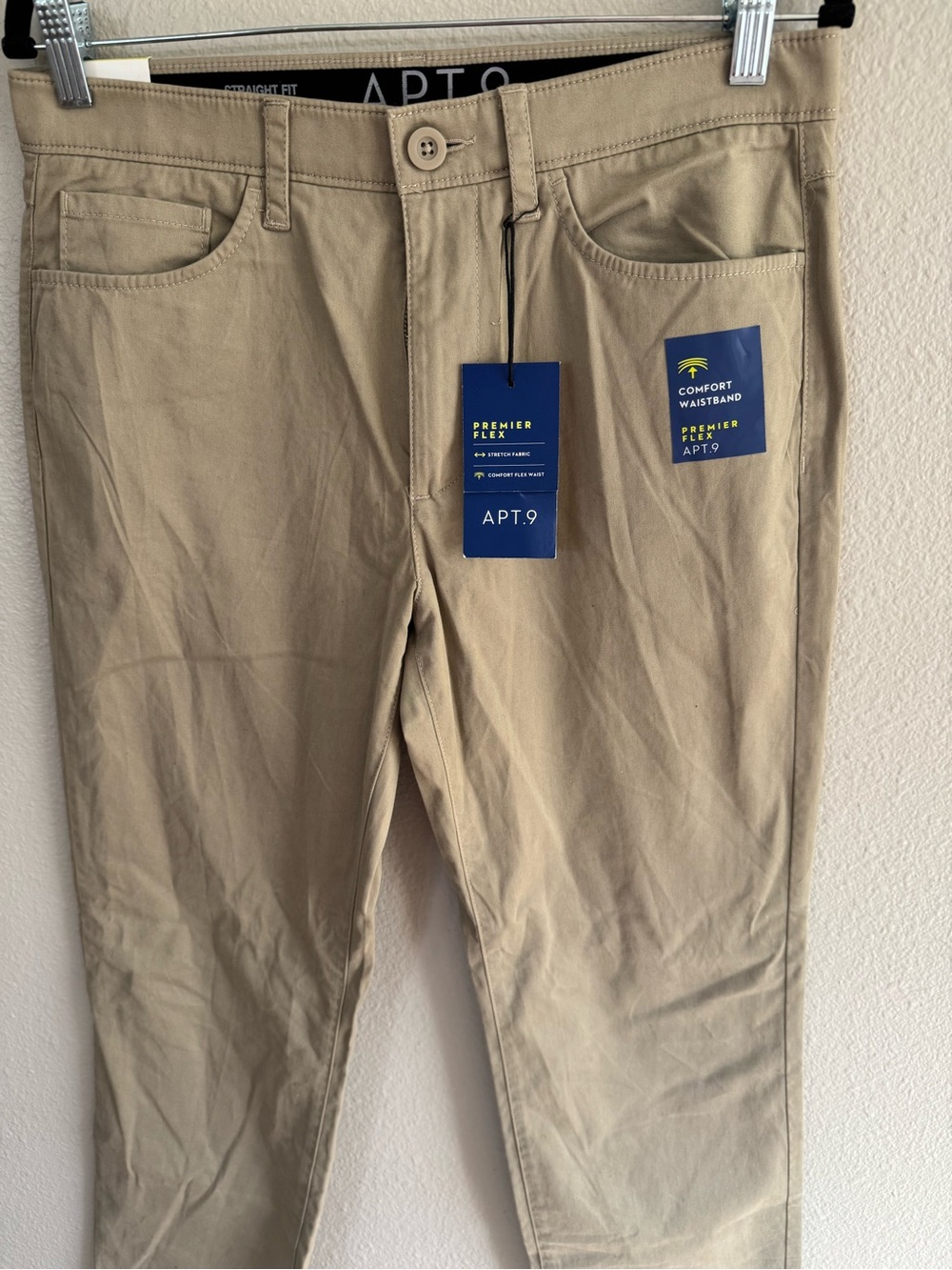 APT 9 Men’s Premier Flex Straight Fit Khaki Trouser Pants- Size: 32x30 - Picture 3 of 9